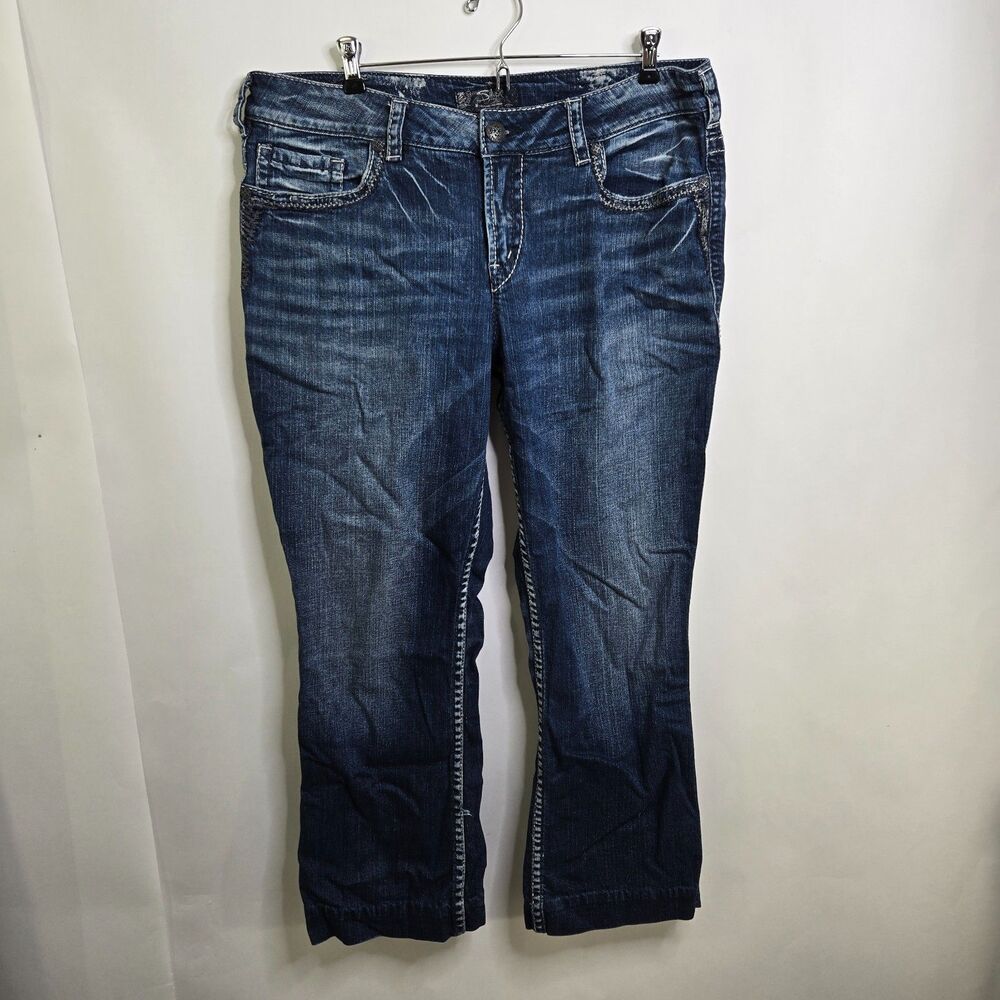 Silver Jeans Suki Mid Slim Boot Jeans Womens 18 Dark Wash Hemmed 18x27.5 Plus